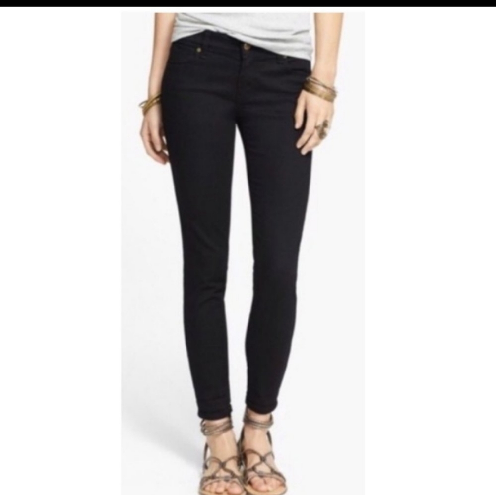 Free People Black Skinny Jeans Button Fly
